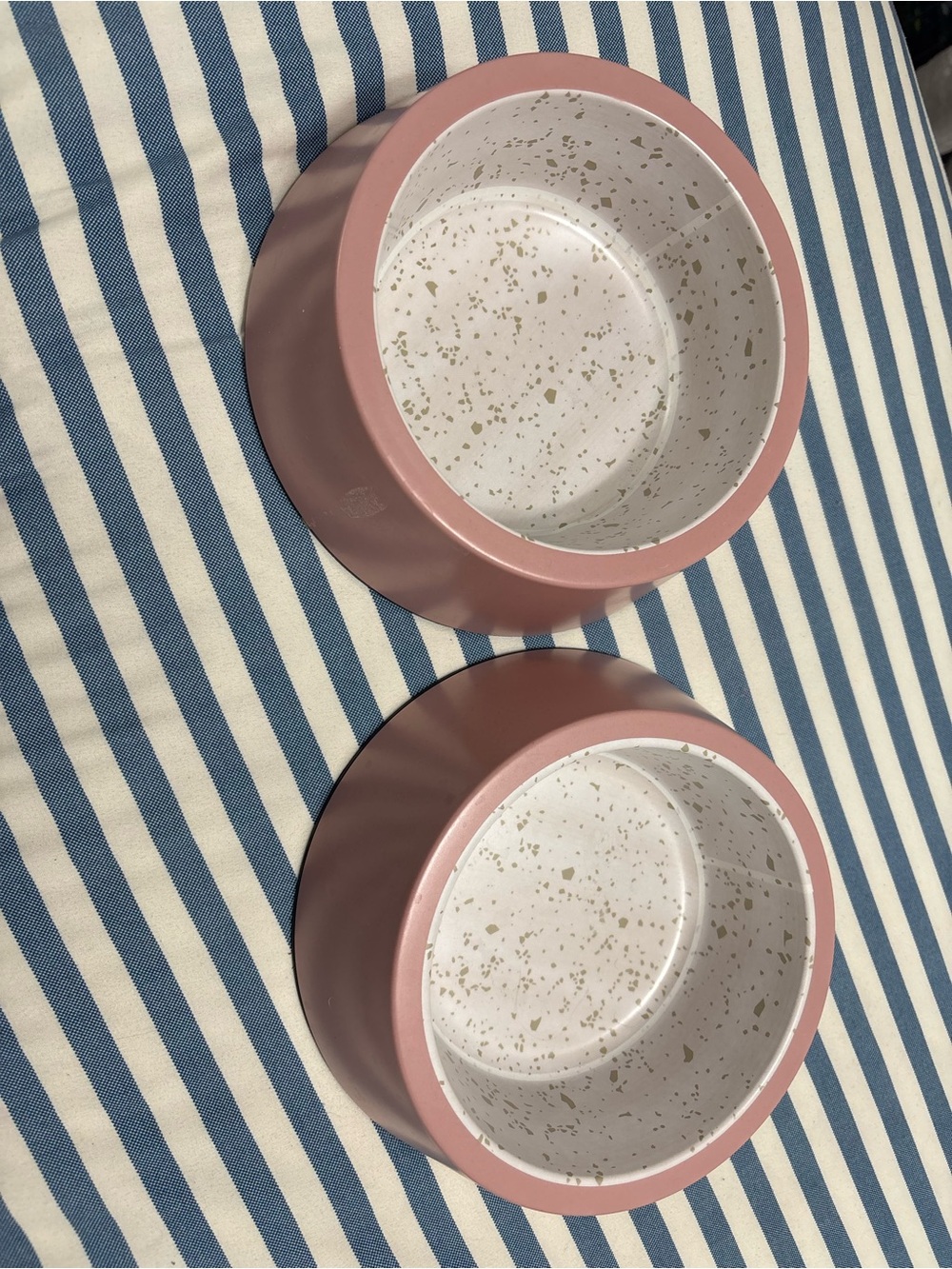 BAMBOO Pink and White Speckled Pet Bowls - Set of 2
